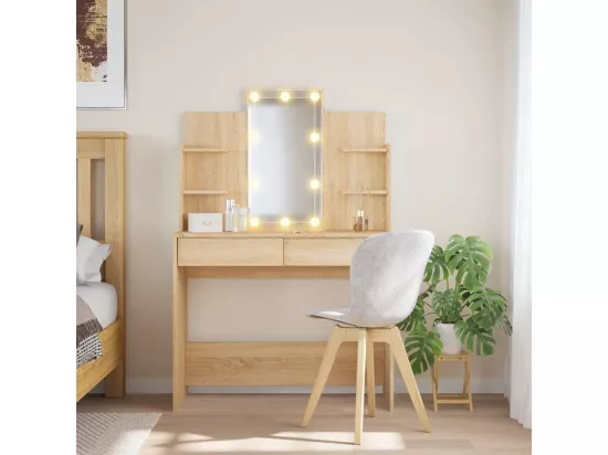 Coiffeuse avec lumières LED chêne sonoma 96x40x142 cm