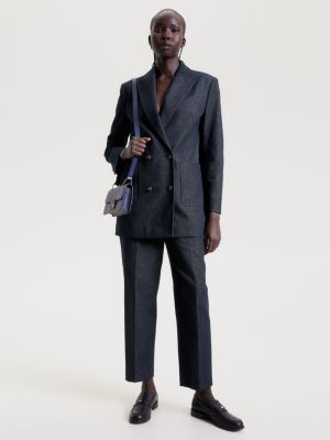 Blazer de sarja com abotoamento duplo ajustado