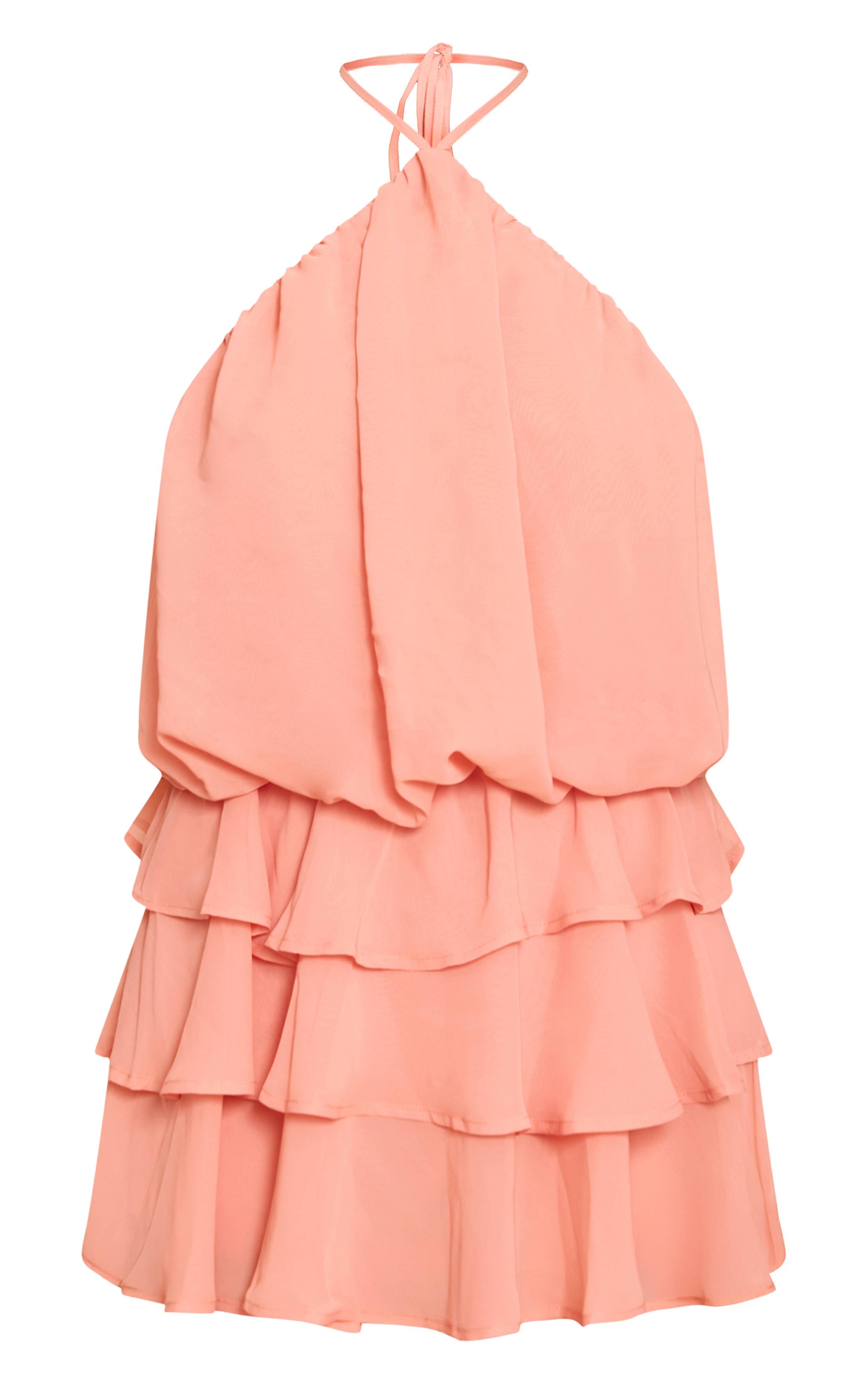 Pêche Combinaison-short Col Licou En Mousseline Avec Détails À Volants