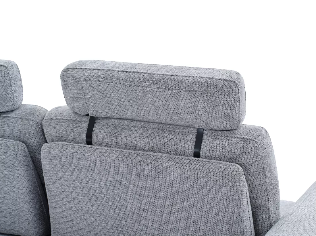 Canapé 3 places en tissu texturé gris avec dossier avance-recule UDALIO