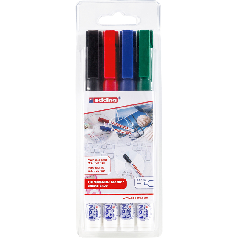Edding CD Marker 8400, 4er Etui, assortiert