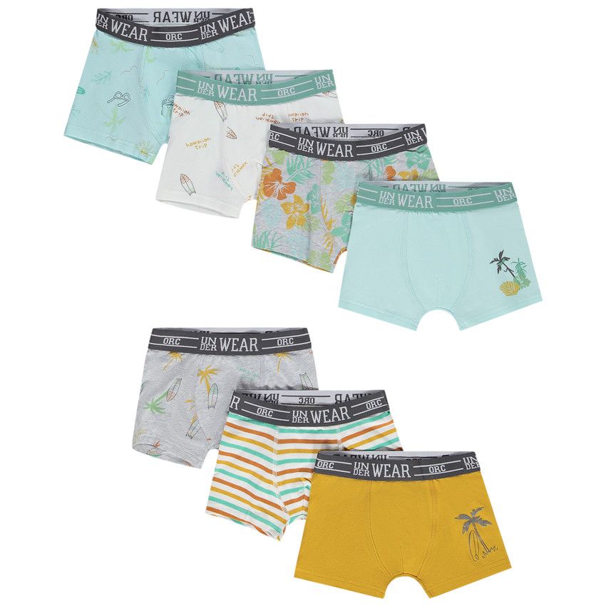 Lot de 7 boxers en jersey imprimé fantaisie pour garçon - Blanc