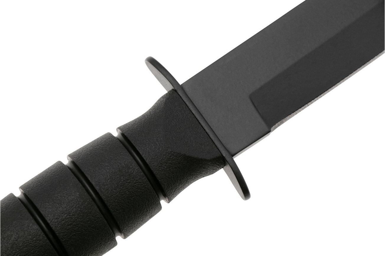 KA-BAR 5054 Short Tanto, Plain Edge Black, Kydex Sheath, vaststaand mes