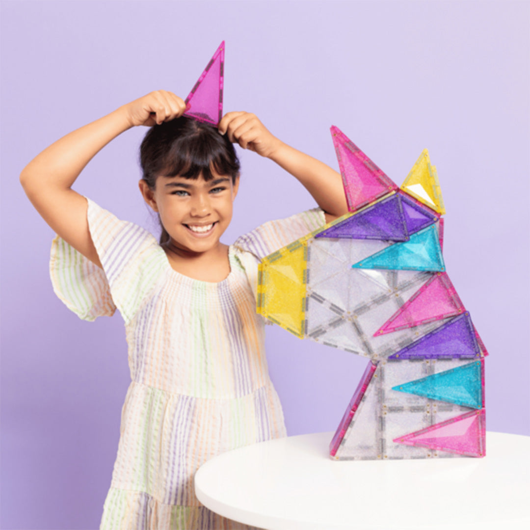 connetix magnetische tegels - glitter unicorn - 56st