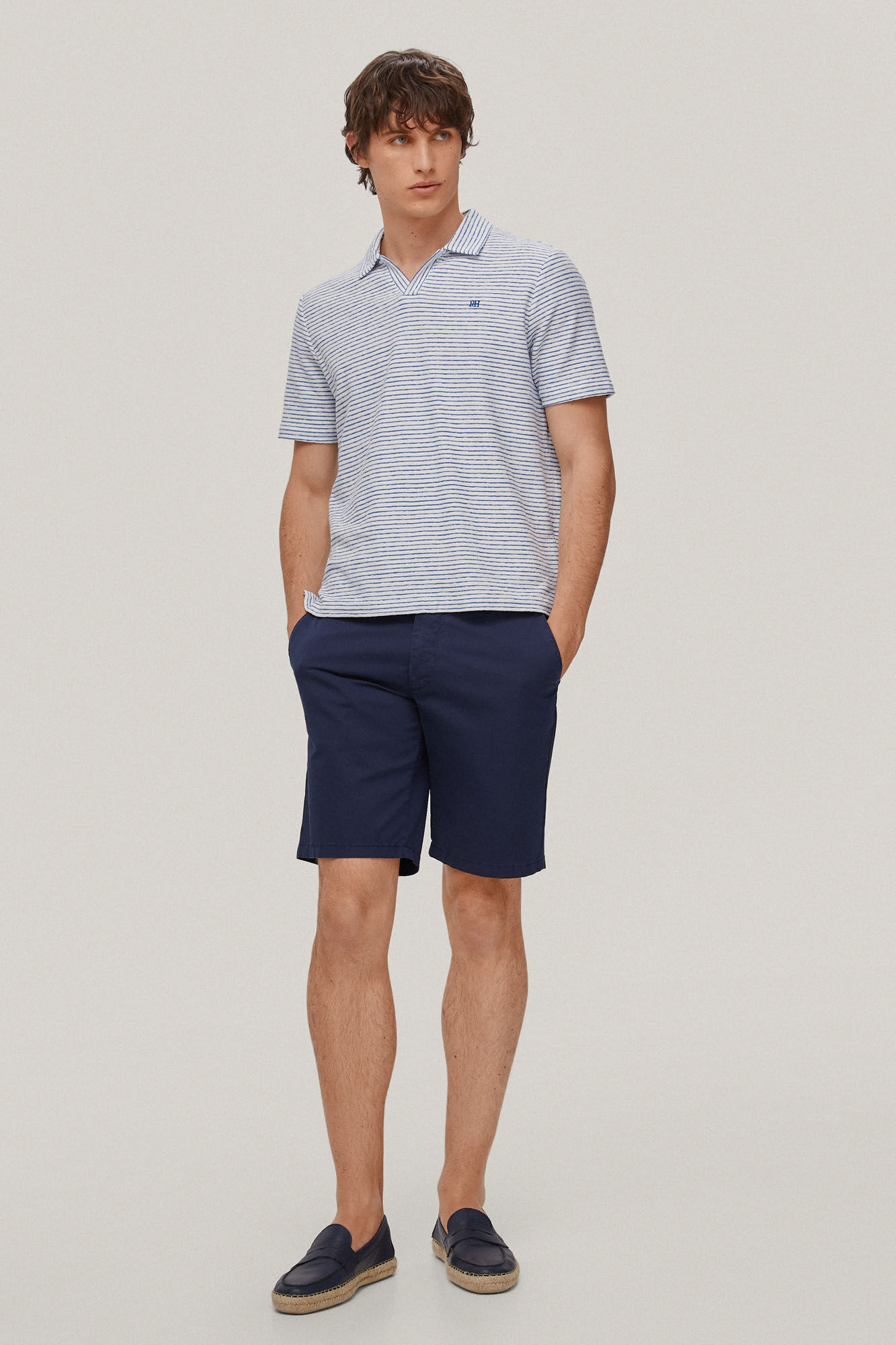Polo listrada e encaracolada - Azul