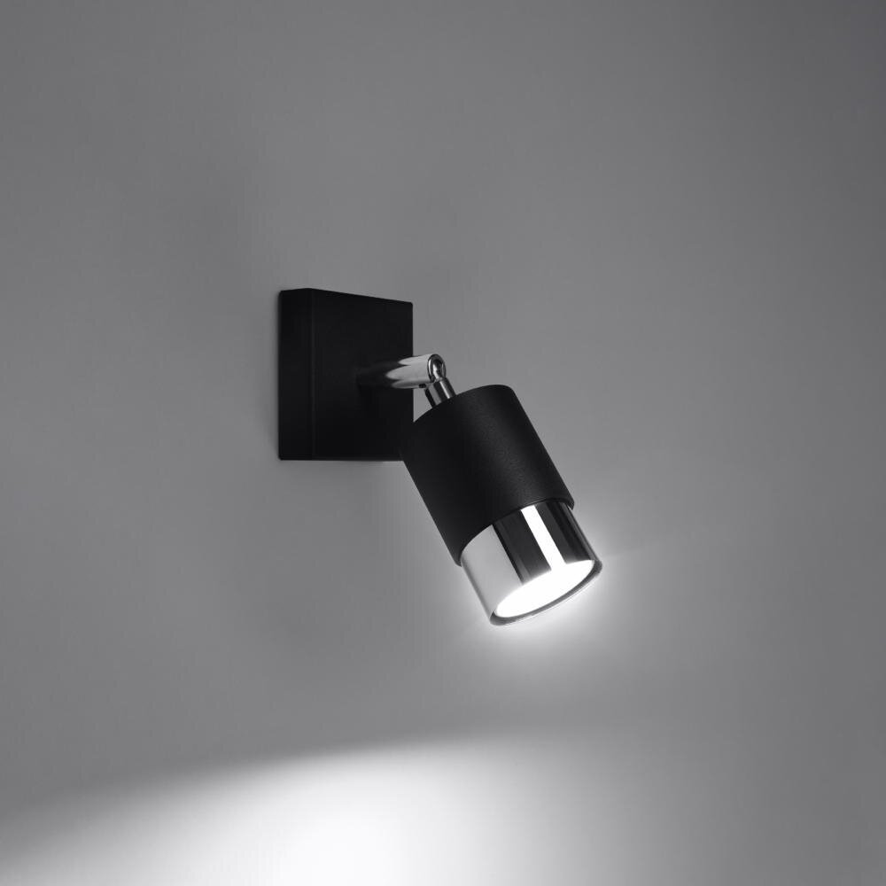 famlights | Neal wandlamp in zwart en chroom GU10