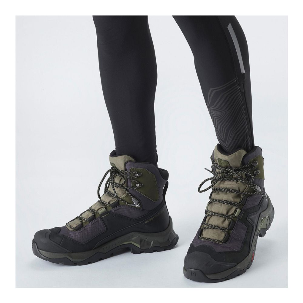Salomon QUEST ELEMENT GTX - Chaussures randonné Homme black/deep lichen green/olive night