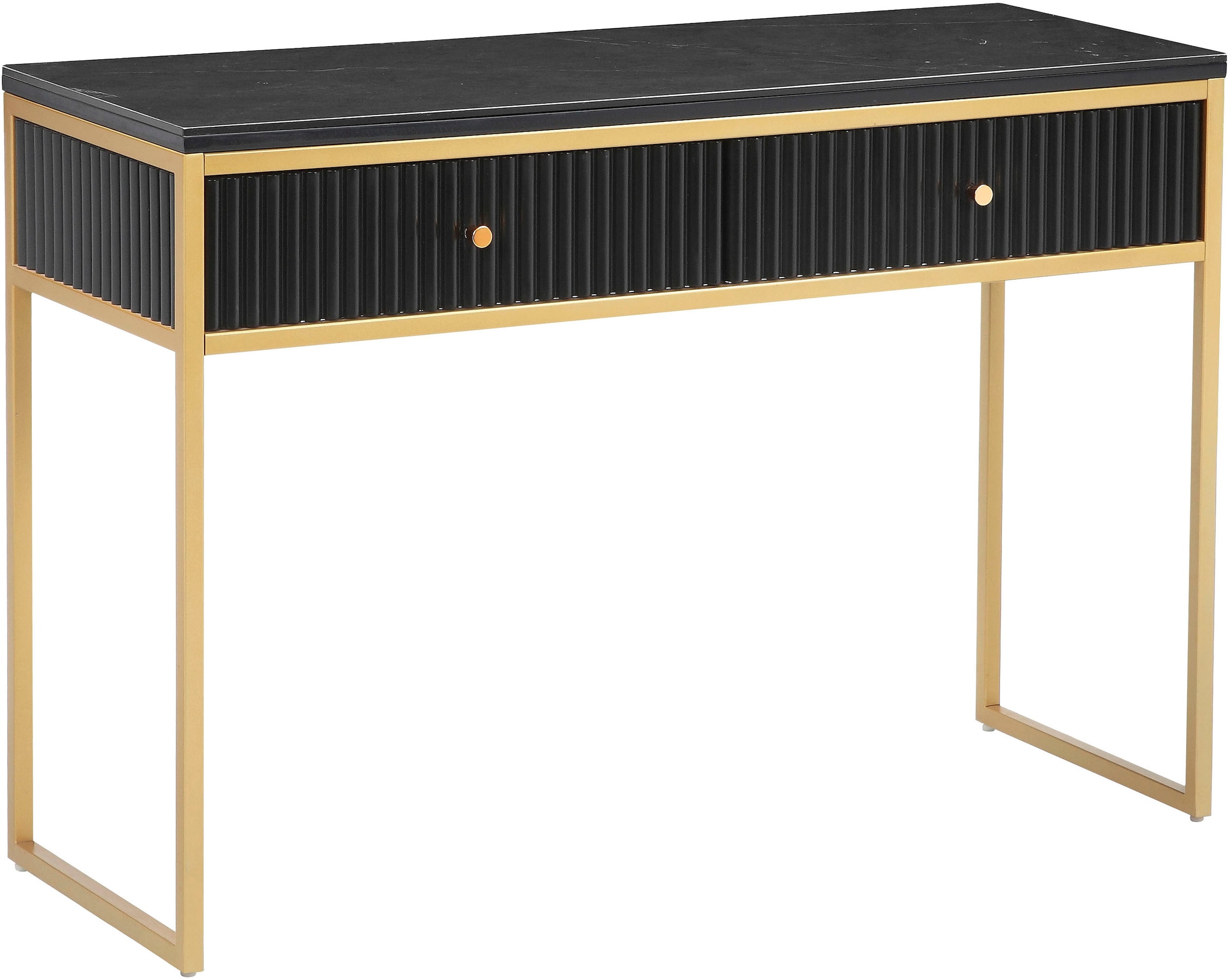 Leonique Konsolentisch »Fleuriss« Keramikplatte, goldene Beine, FSC-zertifiziertes Holz, Breite 110 cm