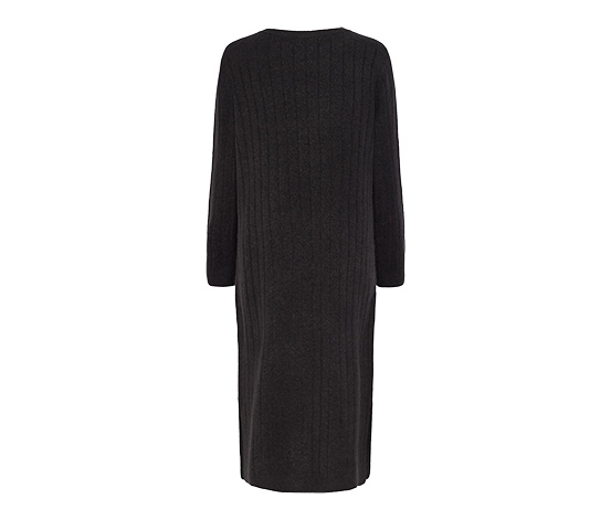 Geripptes Strickkleid, grau
