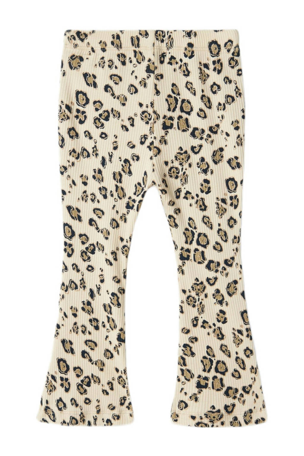 NAME IT flared broek NMFSOLVEG met panterprint ecru/bruin
