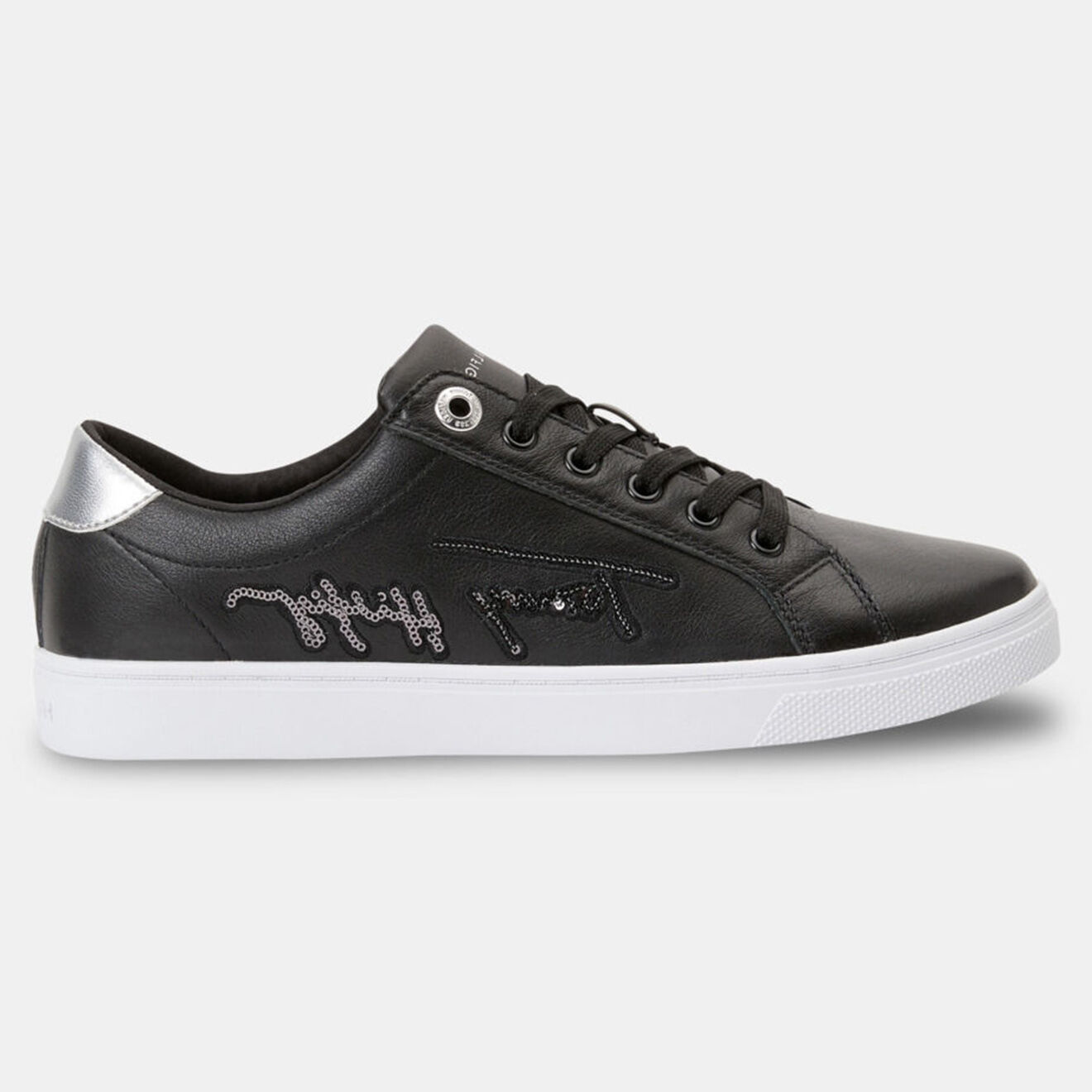 Tommy Hilfiger Baskets en Cuir Signature Sequins noires