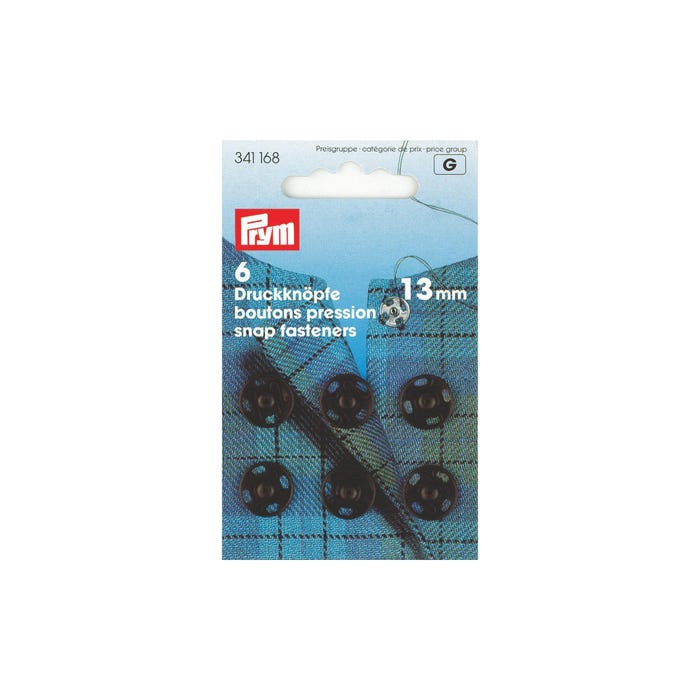Prym-6 aannaaidrukknopen messing zwart 13 mm