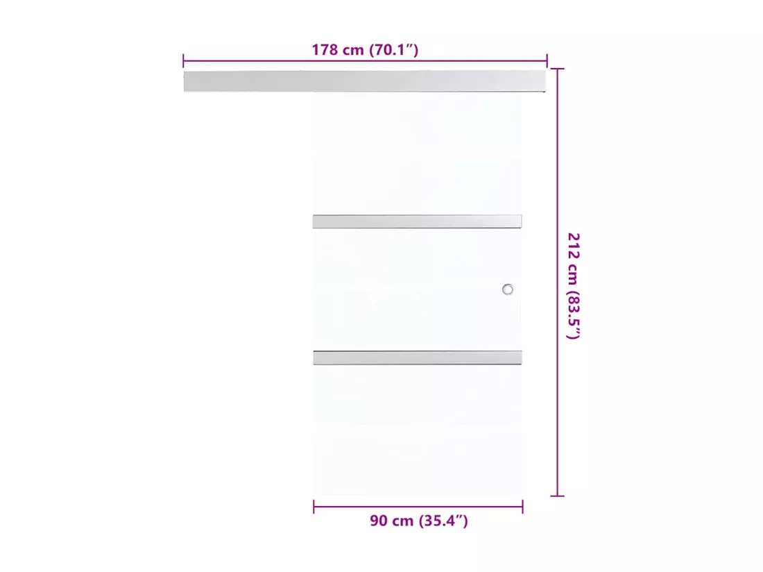 Porte coulissante Verre ESG et aluminium 90x205 cm Argenté