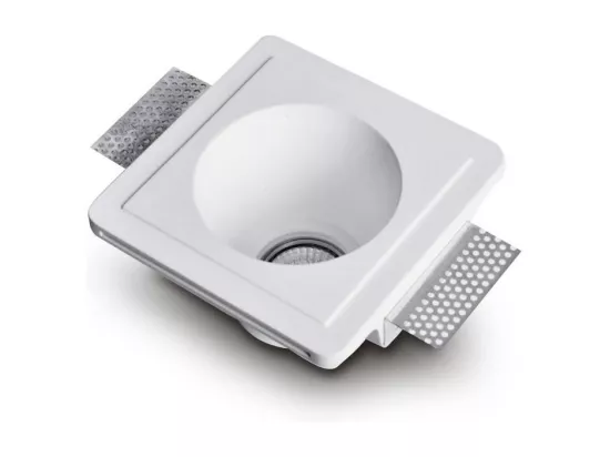 Collerette Downlight Intégration Plâtre/Pladur pour Ampoule LED GU10/GU5.3 Coupe 153x153 mm UGR17 Blanc