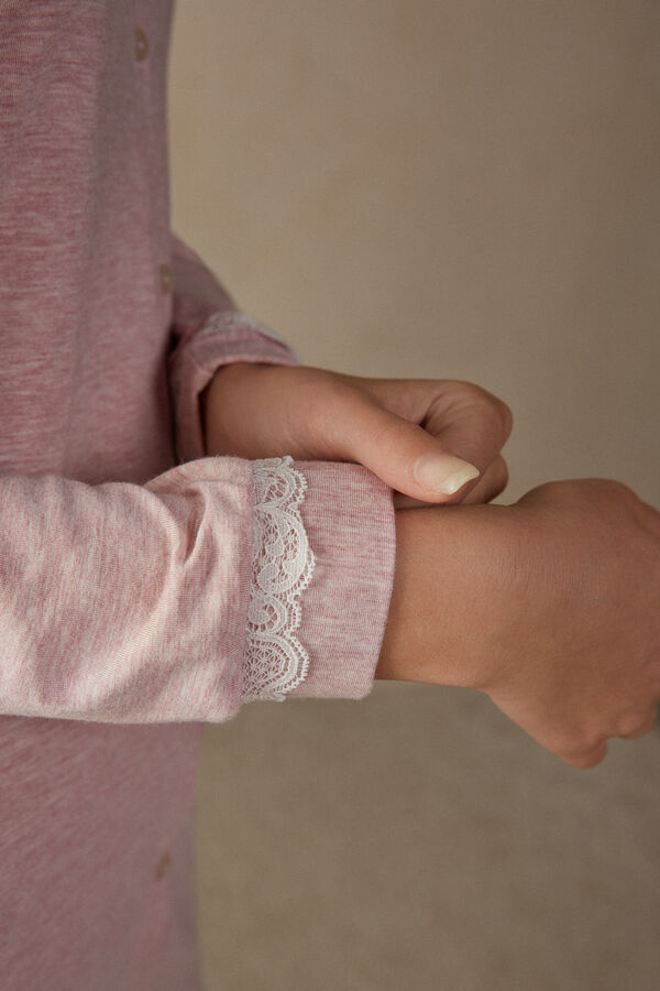 Camisola aberta com detalhes em renda