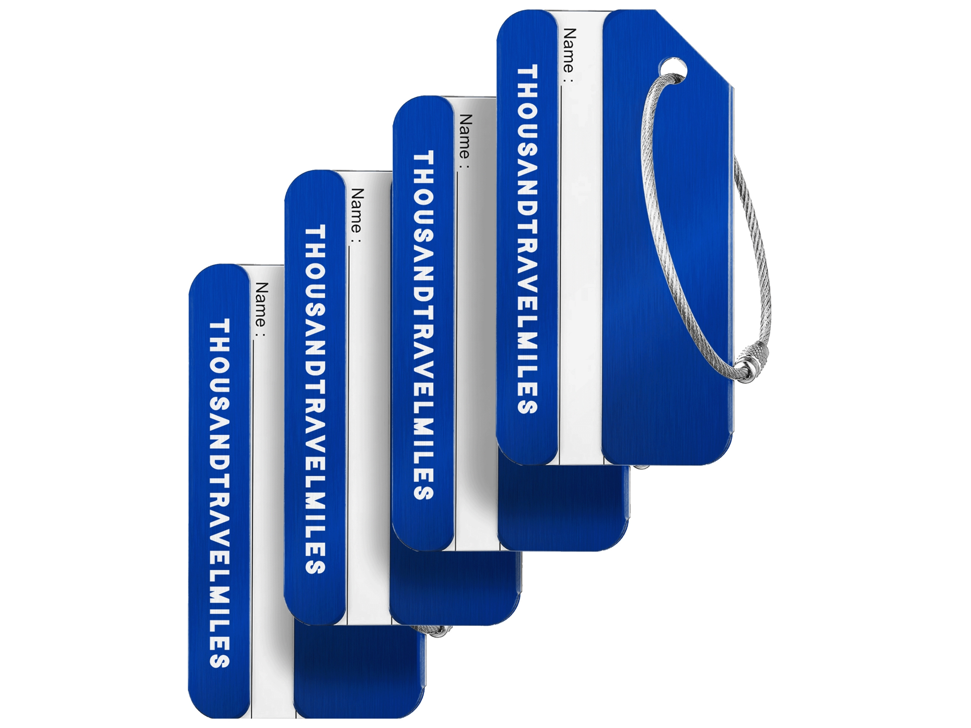 Thousandtravelmiles set van 4 Aluminium Bagagelabels - Blue