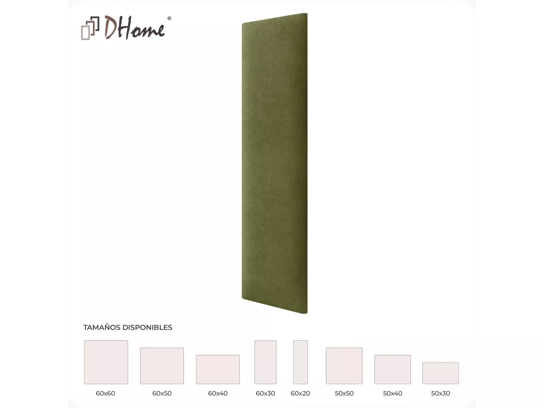 DHOME Lot de 8 Panneaux Rembourrés en Tissu Aqualine Autocollants pour Mur Acoustiques Absorbants Protection contre les Chocs (Vert, 60x20cm, x8)