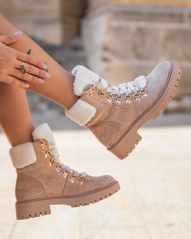 Bottines femme taupe fourrées - Marilou