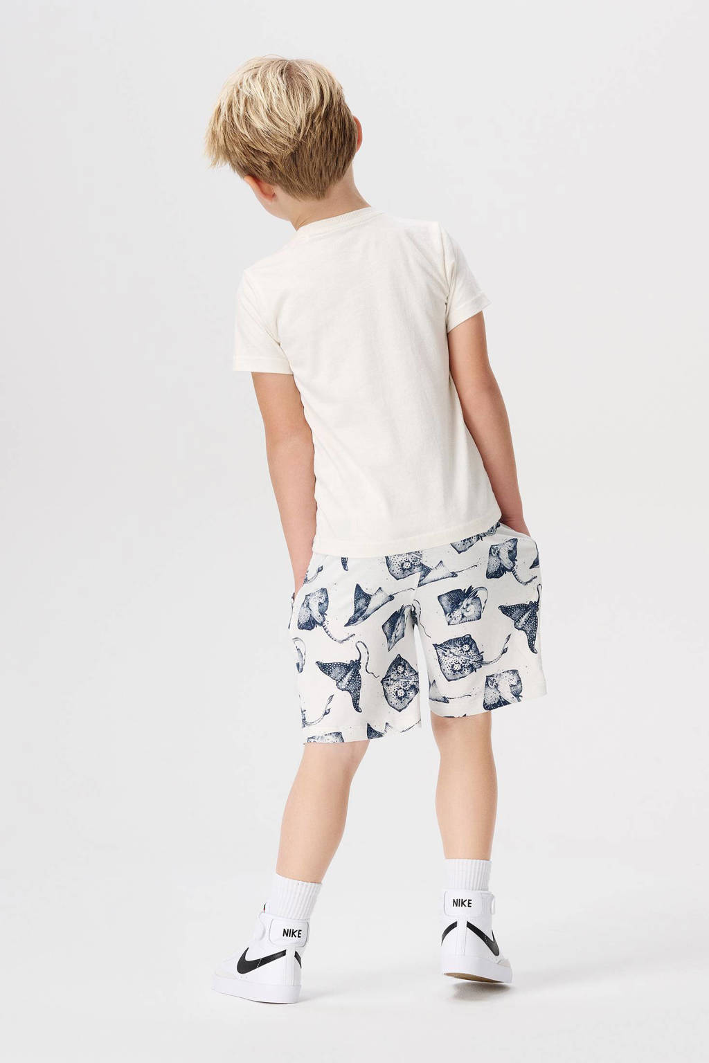 Noppies T-shirt met printopdruk wit/blauw