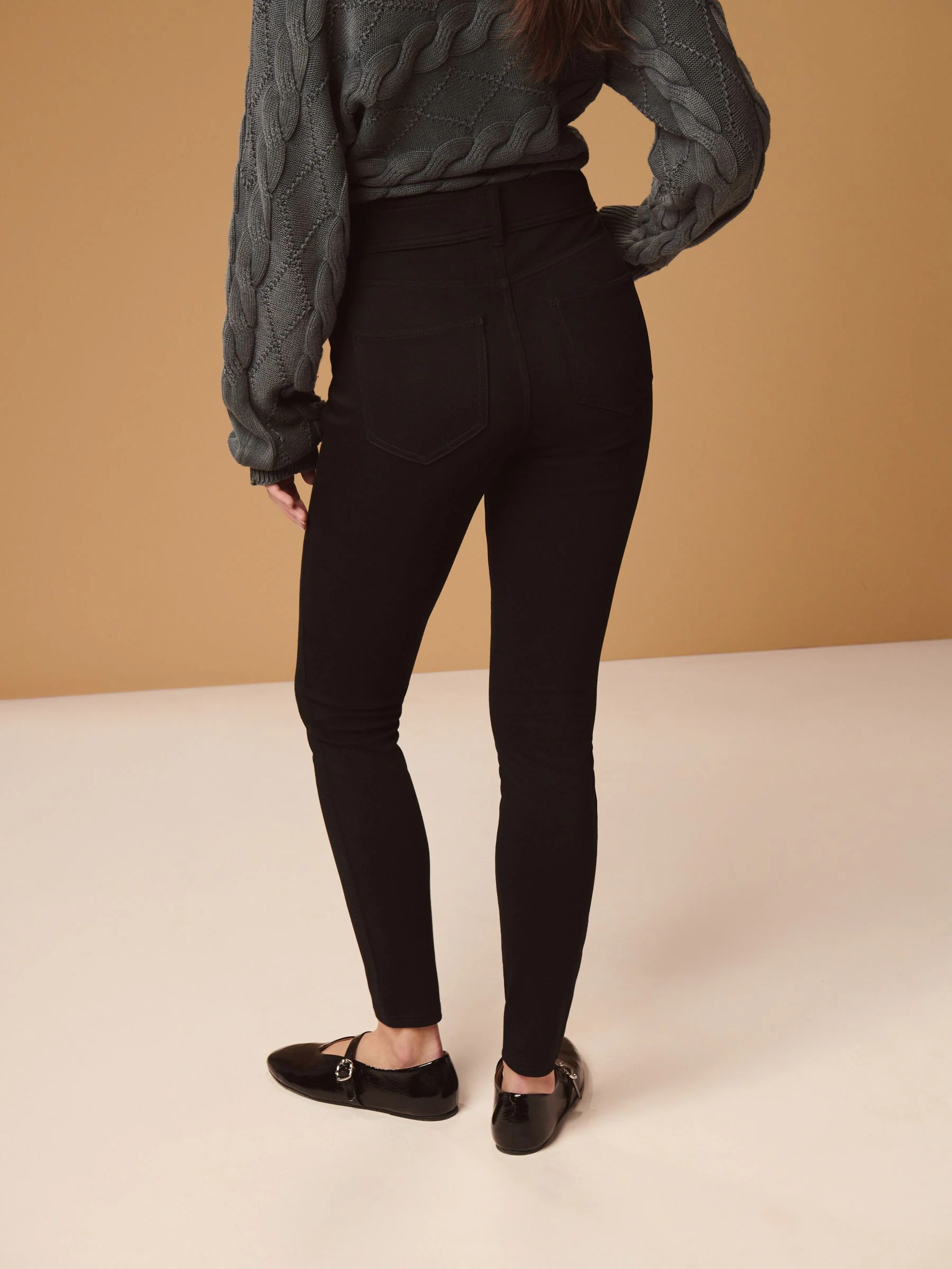 Zwart - Lange jersey denim leggings