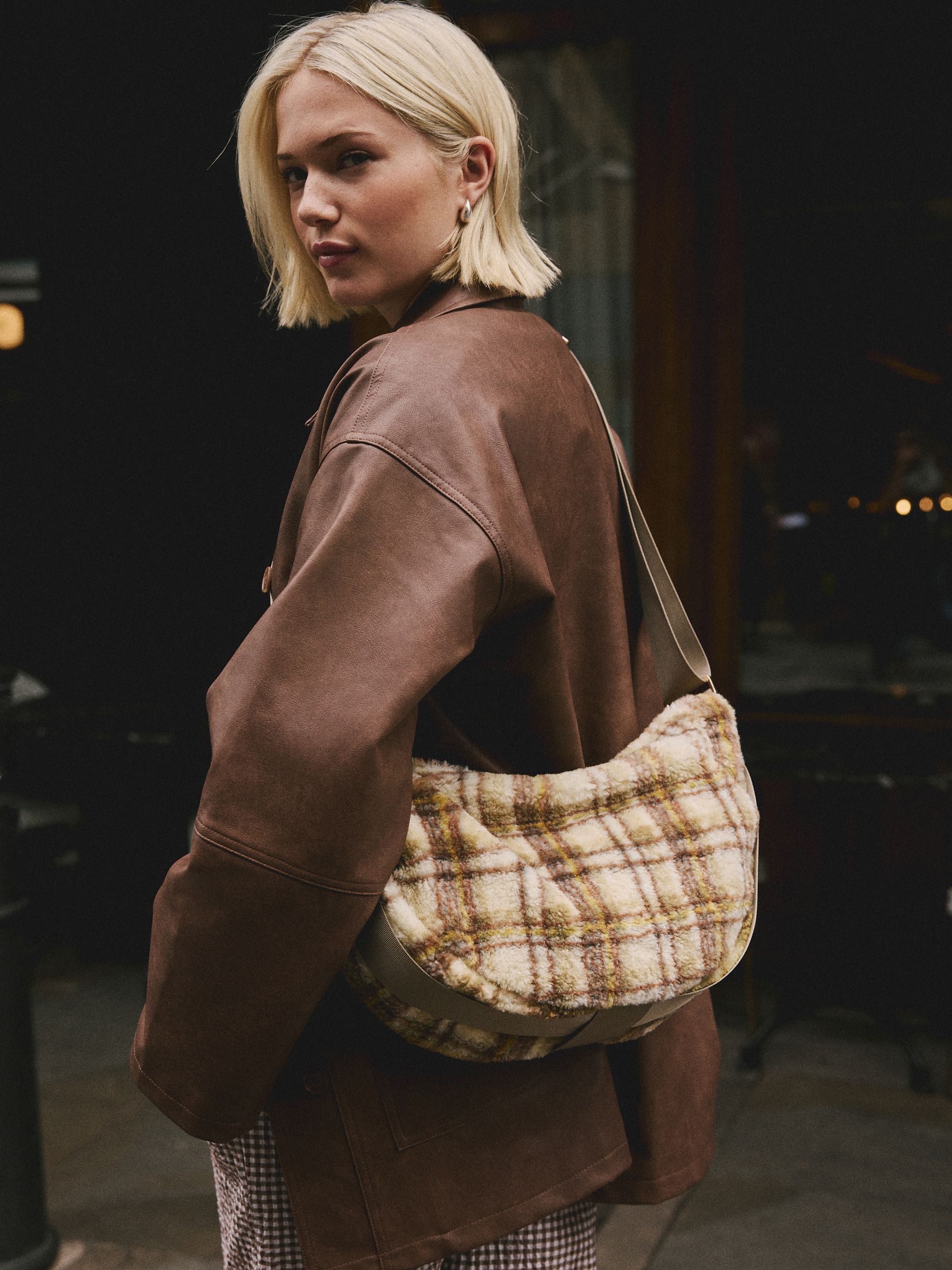 Multi - Borg Sling Checkered Cross-Body Bag