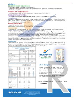 Boisson de récupération après l’effort Hydrascore Récupération Ananas 6 x 40g