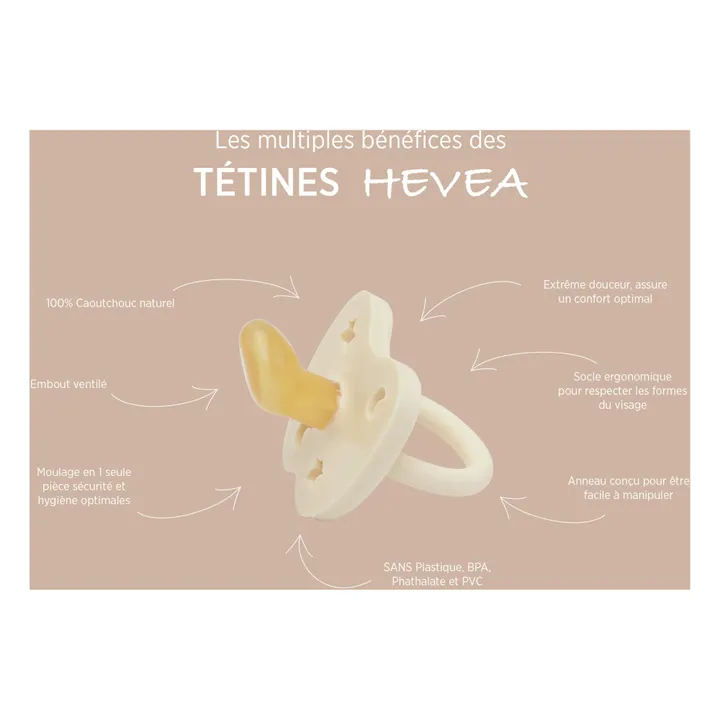 Hevea Tétines physiologiques en caoutchouc naturel - Lot de 2 | Beige