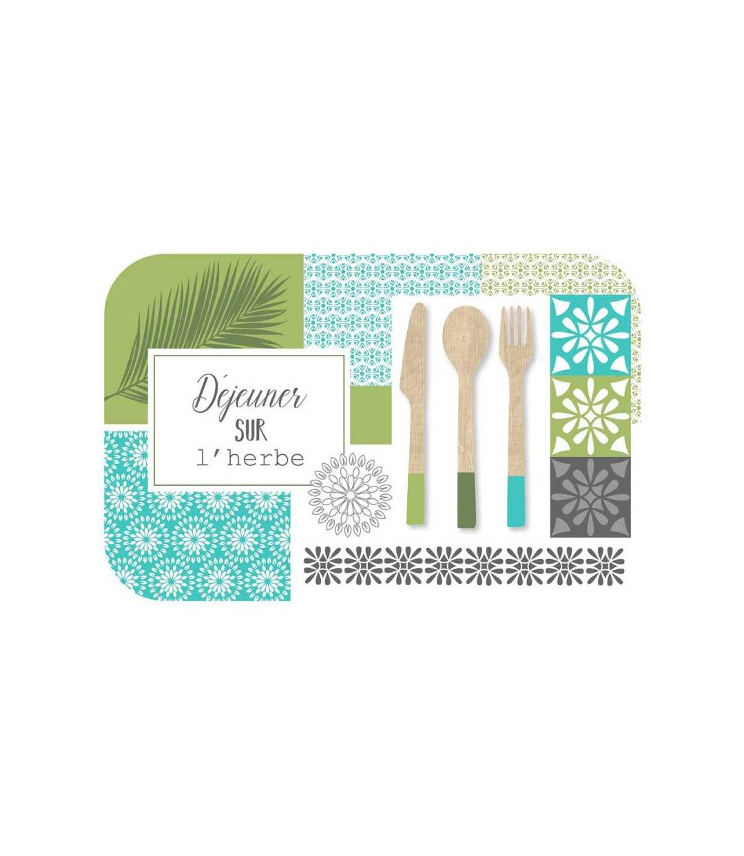 Set de Table Imprimé Champêtre 28x44cm Bleu & Vert