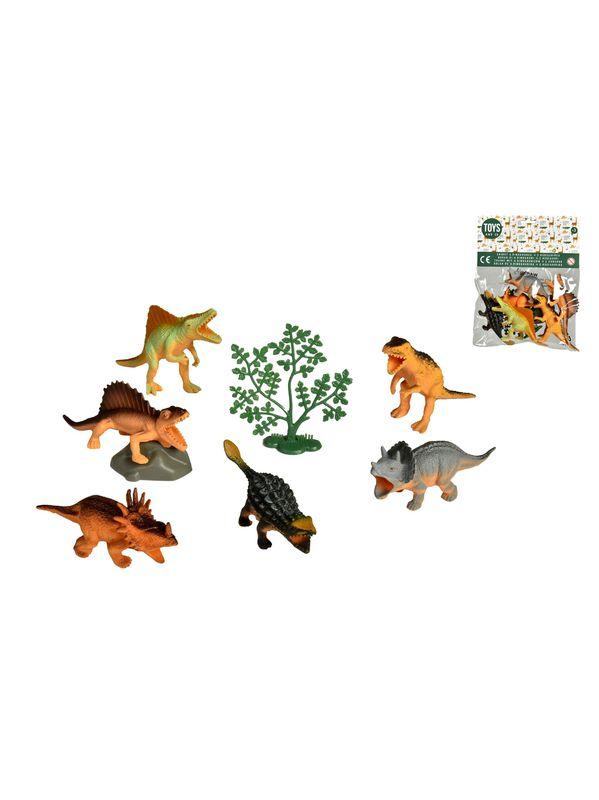 SACHET 6 DINOSAURES ET 2 ACCESSOIRES