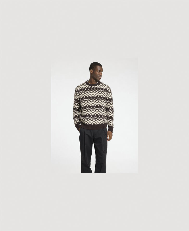 Selected Homme SLHPINE LS KNIT RELAXED CREW NECK Chocolate torte/whitecap gray