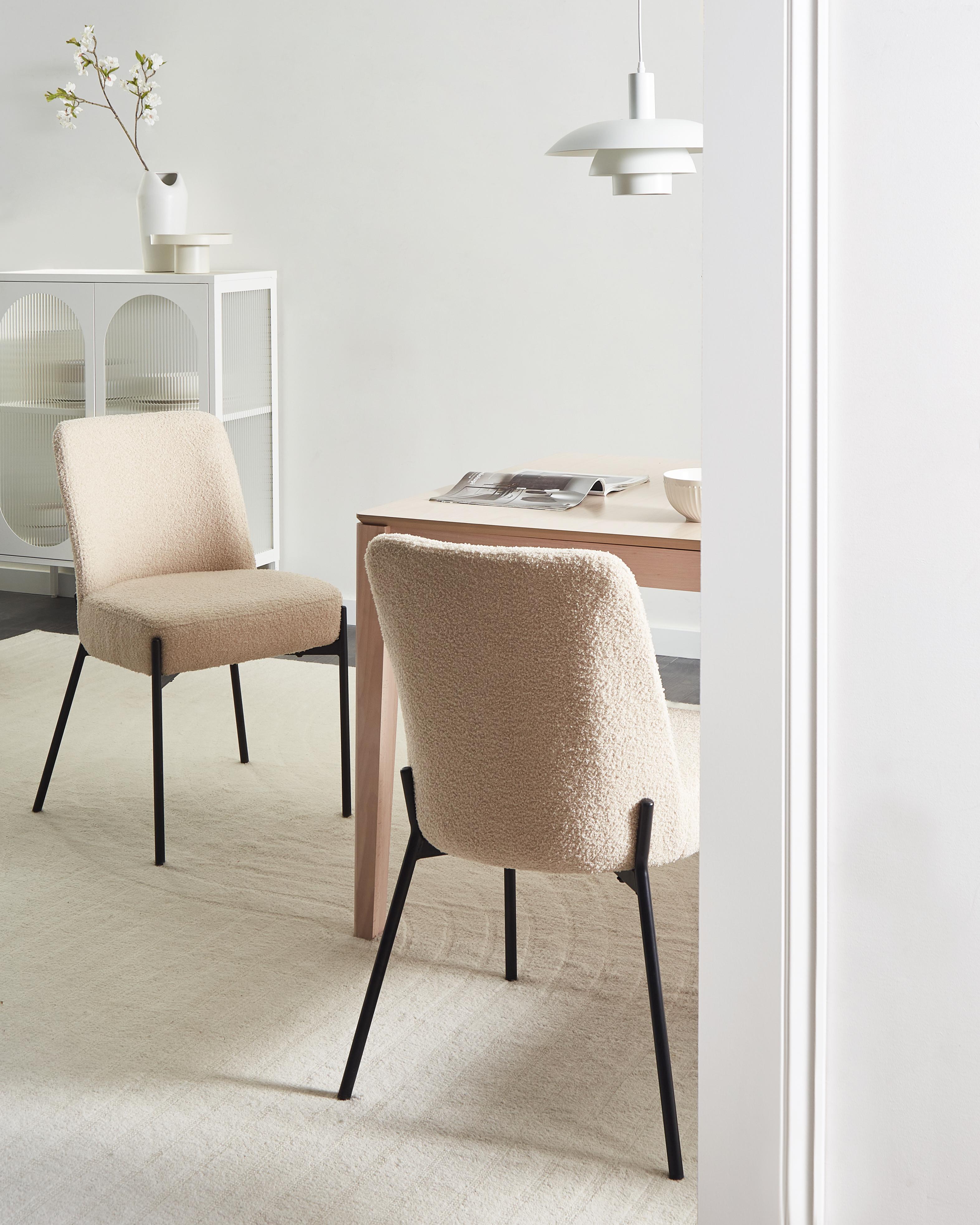 Set van 2 stoelen MALIN Bouclé Lichtbeige
