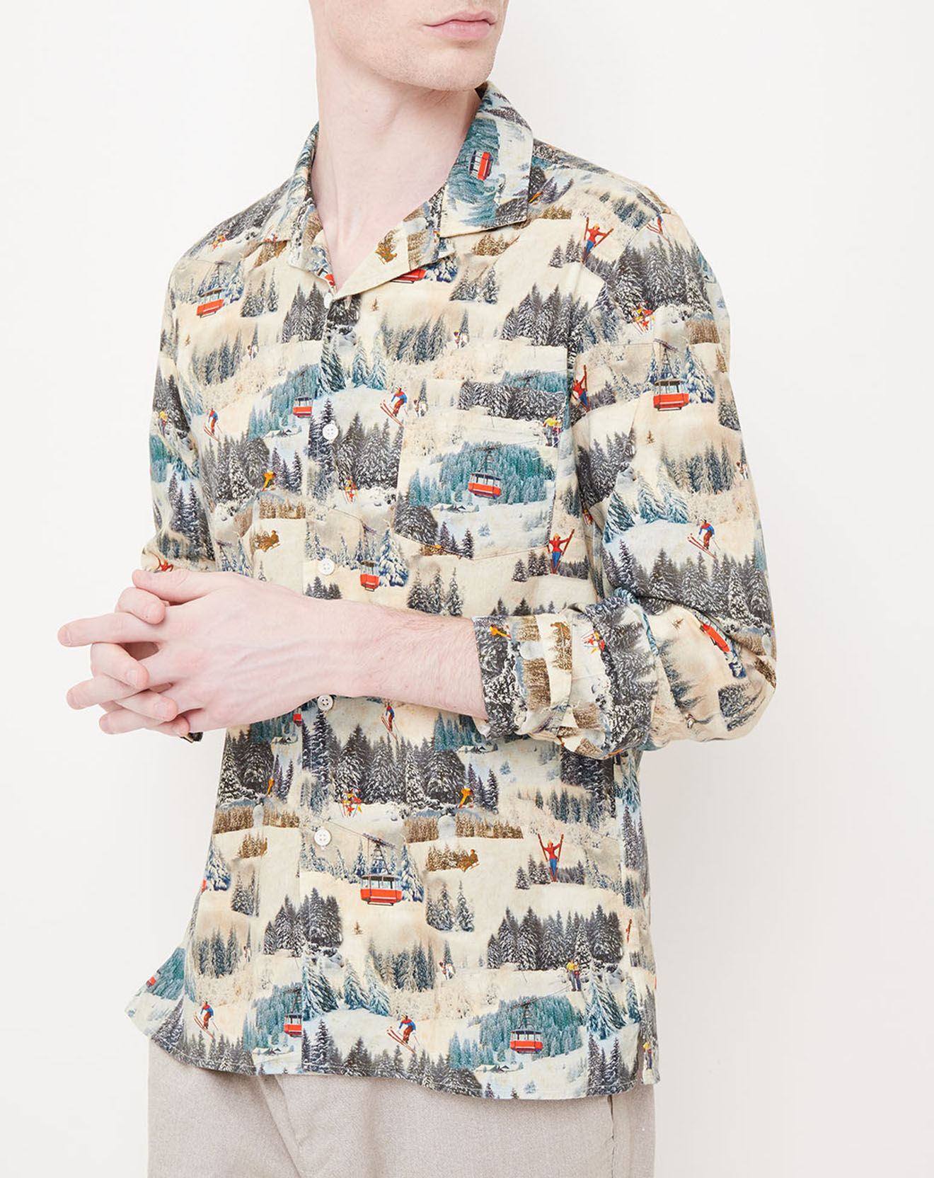 Hartford Chemise slim Slam imprimé ski beige/multicolore