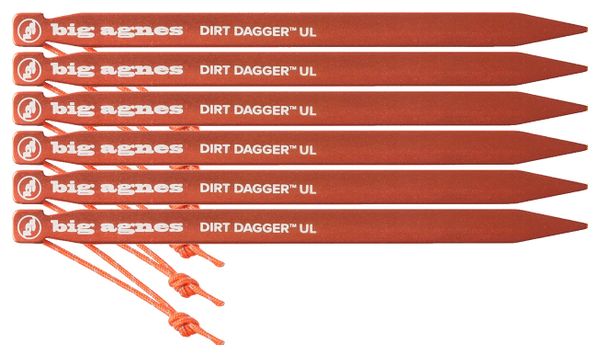 Lot de 6 Sardines Big Agnes Dirt Dagger UL 7.5'' Orange