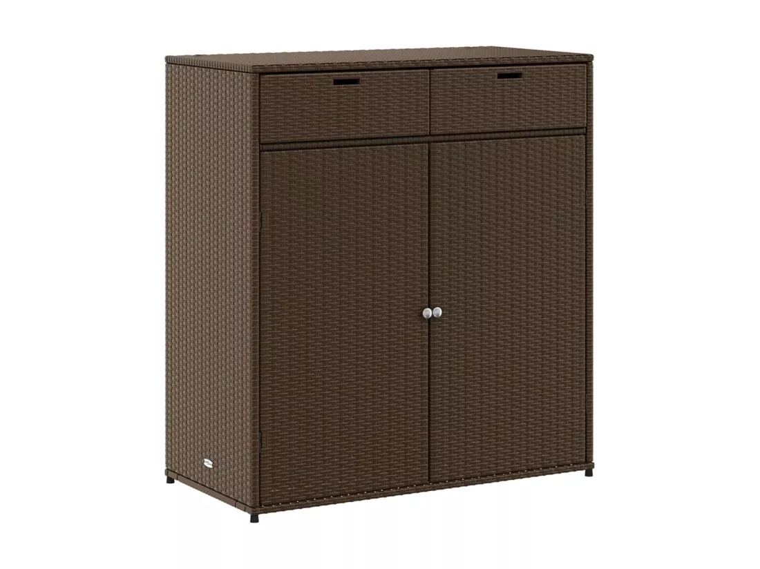 Armoire de rangement jardin marron 105x55x113 cm résine tressée