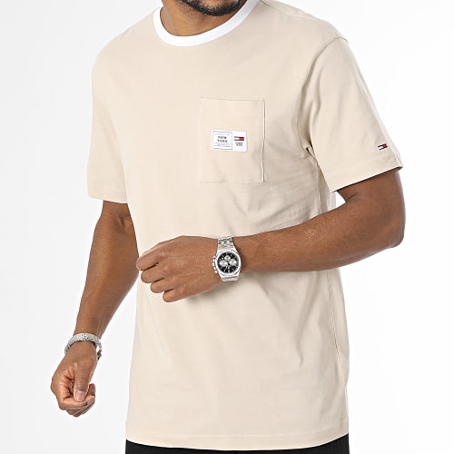 Tee Shirt Poche Classic Label Ringe 6317 Beige