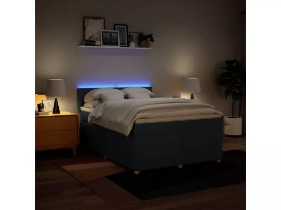 Sommier à lattes de lit avec matelas Bleu 160x200 cm Tissu