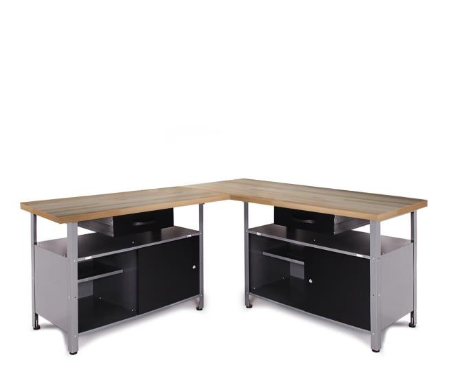 Ondis24 Werkplaatsset Hoekoplossing Simple One 85 cm Antraciet Beuken, Werkplaatsuitrusting, Werkbank