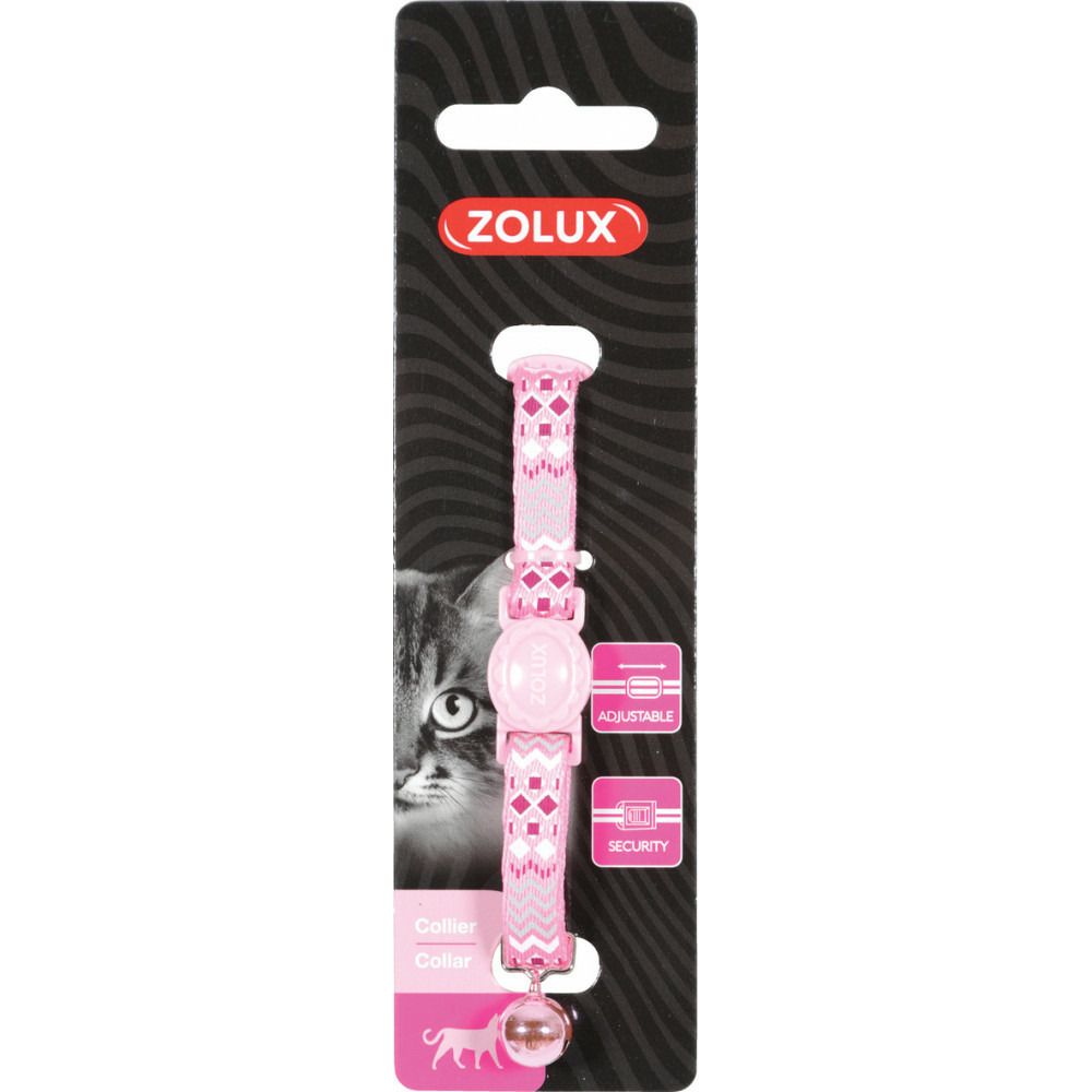 Collier ethnic nylon réglable de 17 à 30 cm rose pour chat