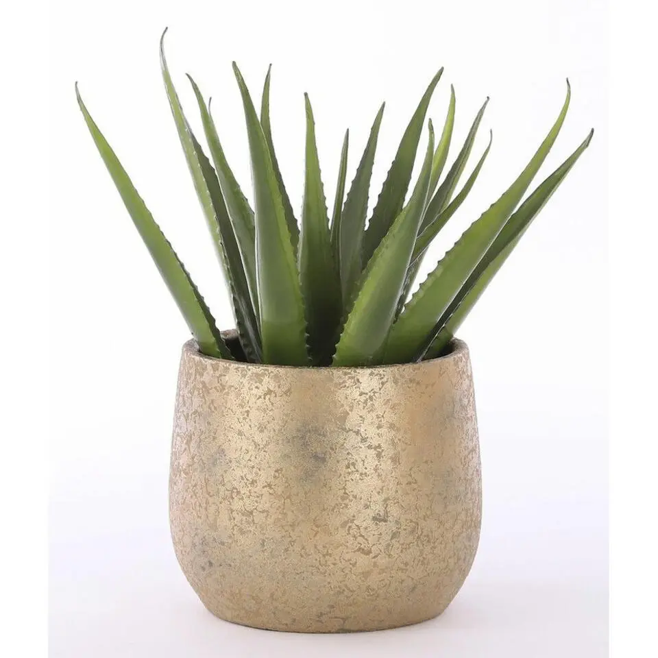 Mica Decorations Bloempot - goudkleurig - keramiek - 16 x 13 cm