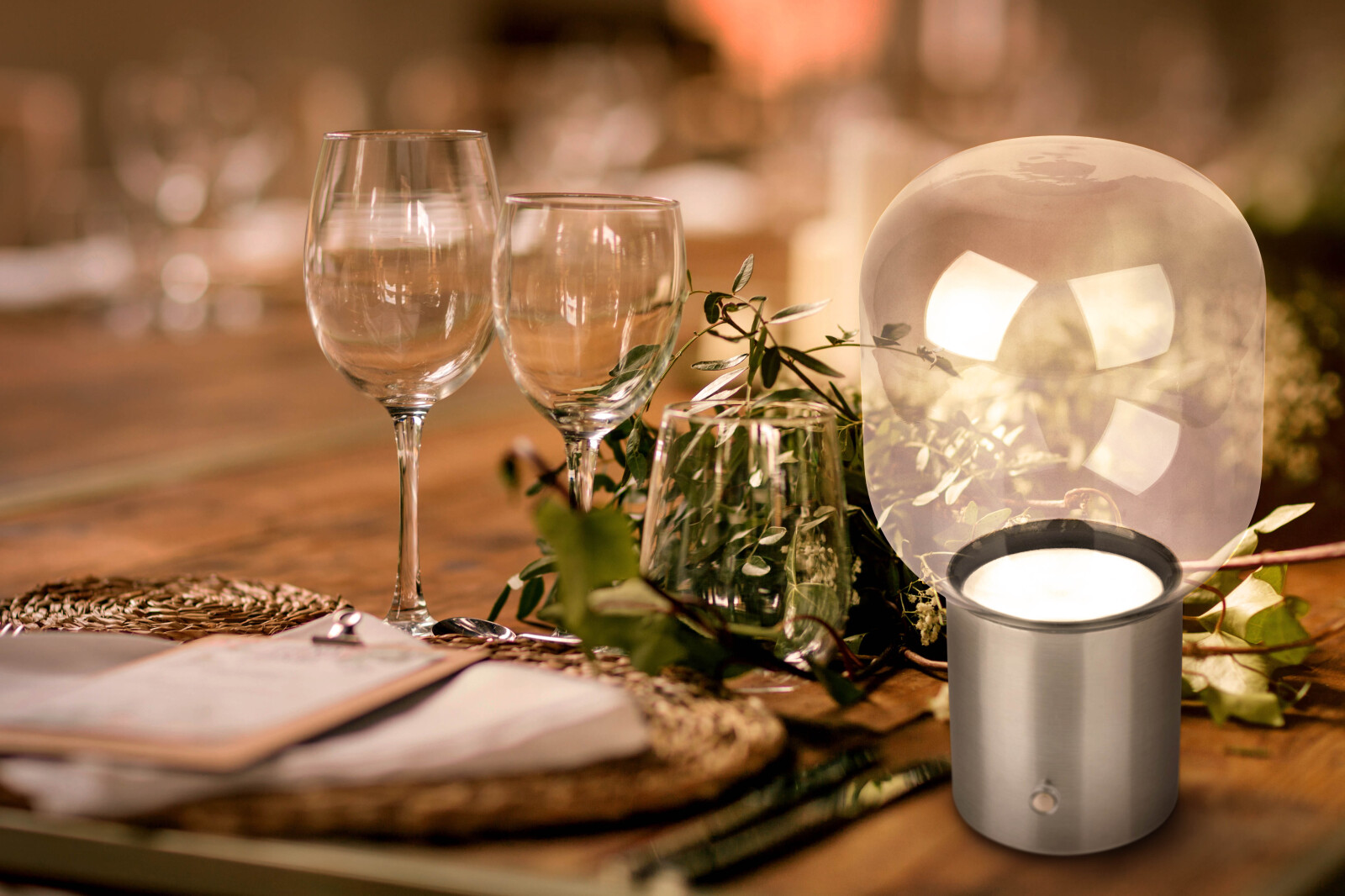LED-Akku-Tischleuchte ALBERO - chrom - 25 cm hoch