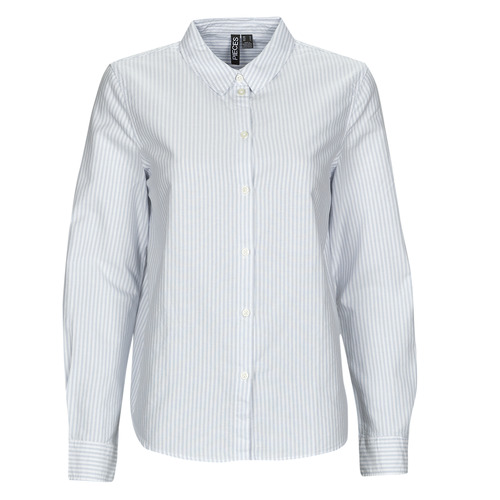 Pieces - PCIRENA LS OXFORD SHIRT - Blanc / Bleu