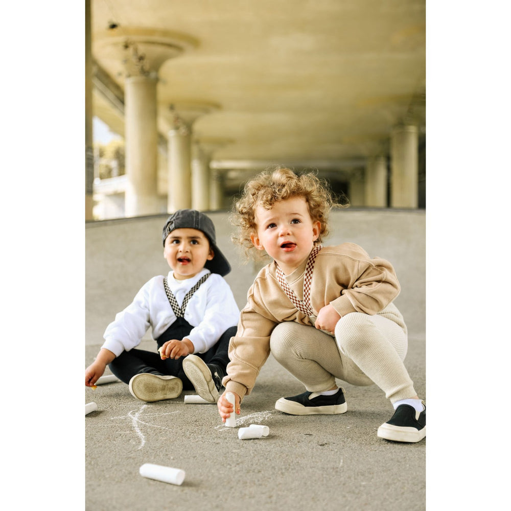 Køb Silly Silas Cream Blend Checked Footless Leggings