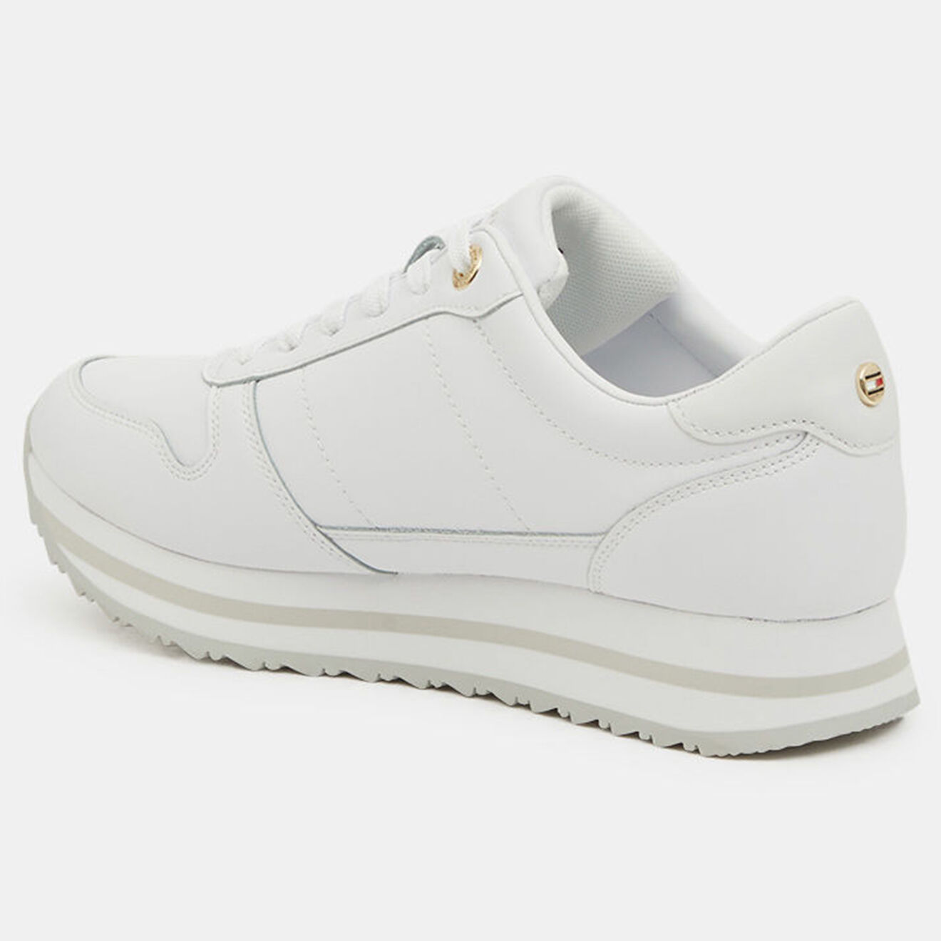 Tommy Hilfiger Baskets running compensées en Cuir Sig blanches