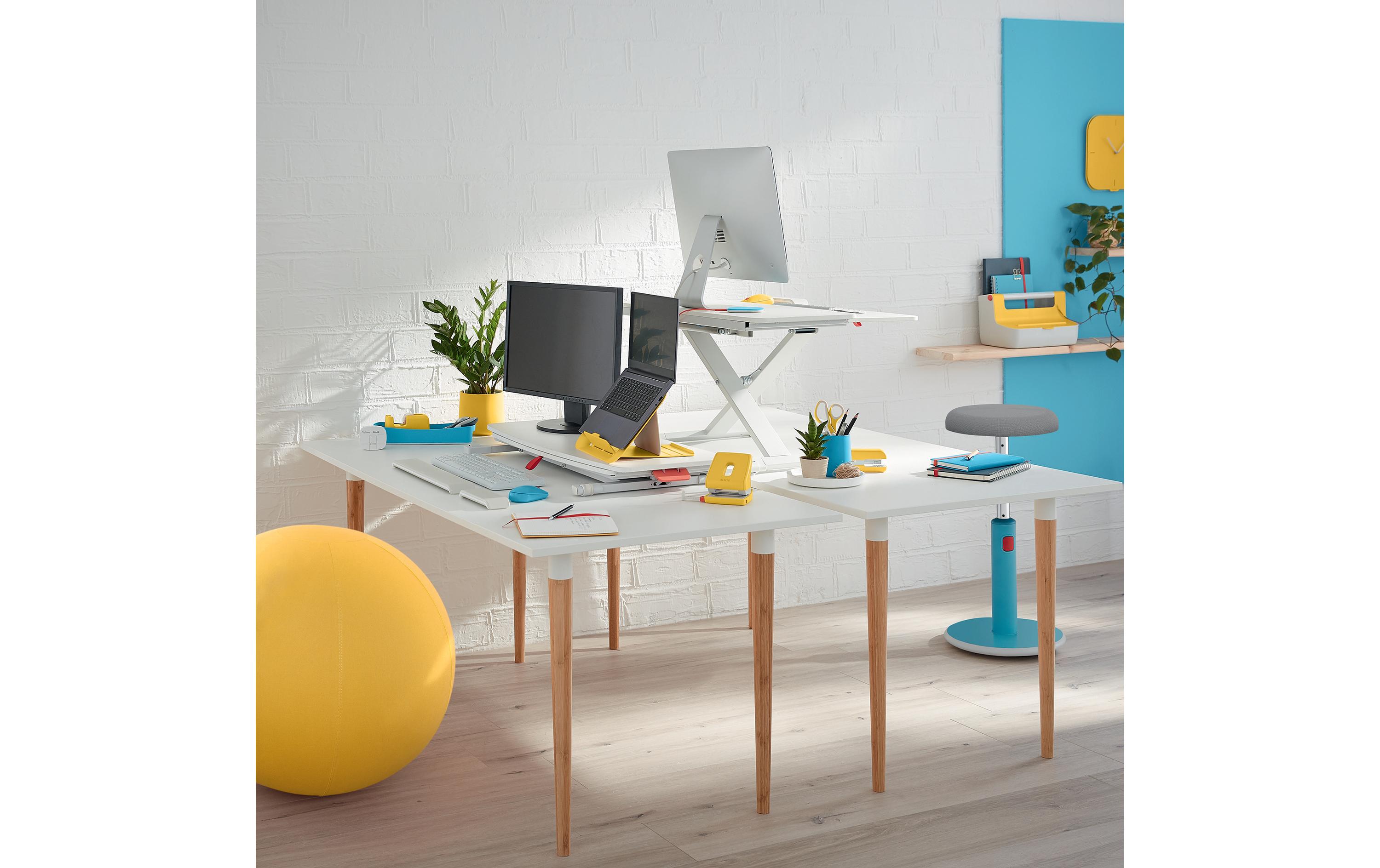 Ergo Cosy Höhenverstellbarer Schreibtischaufsatz<br>Leitz Ergo Cosy Höhenverstellbarer Sitz-/Steh-Schreibtischaufsatz mit ausziehbarer Tastaturablage