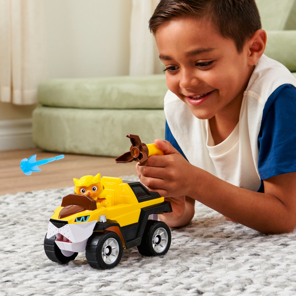 PAW Patrol, Katzen-Pack, Leos verwandelbares Spielzeugauto mit Actionfigur