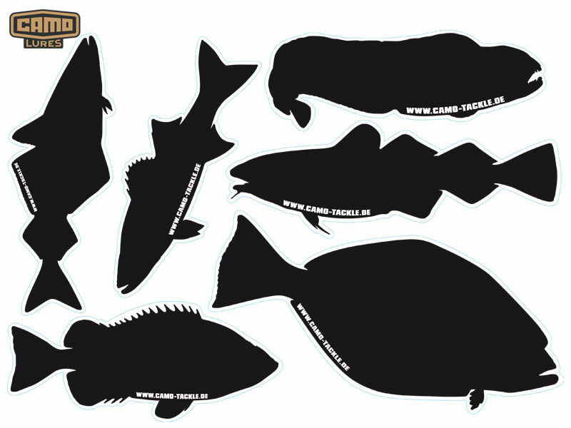 CAMO-Tackle Meeresfisch-Aufkleber - (schwarz/DIN A4)