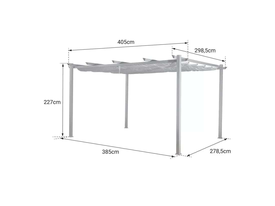 Pergola autoportante 3 × 4m CASSIS grise - structure aluminium - HAPPY GARDEN