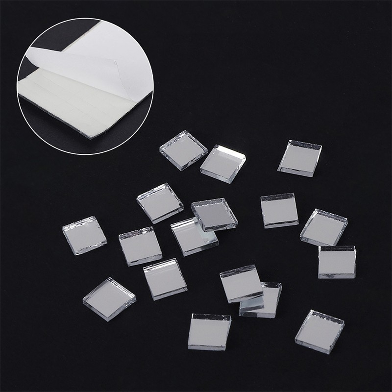 (1m/4cm) Deko Mosaik Spiegel Aufkleber DIY Party Sticker Disco Spiegelmatte - Silber
