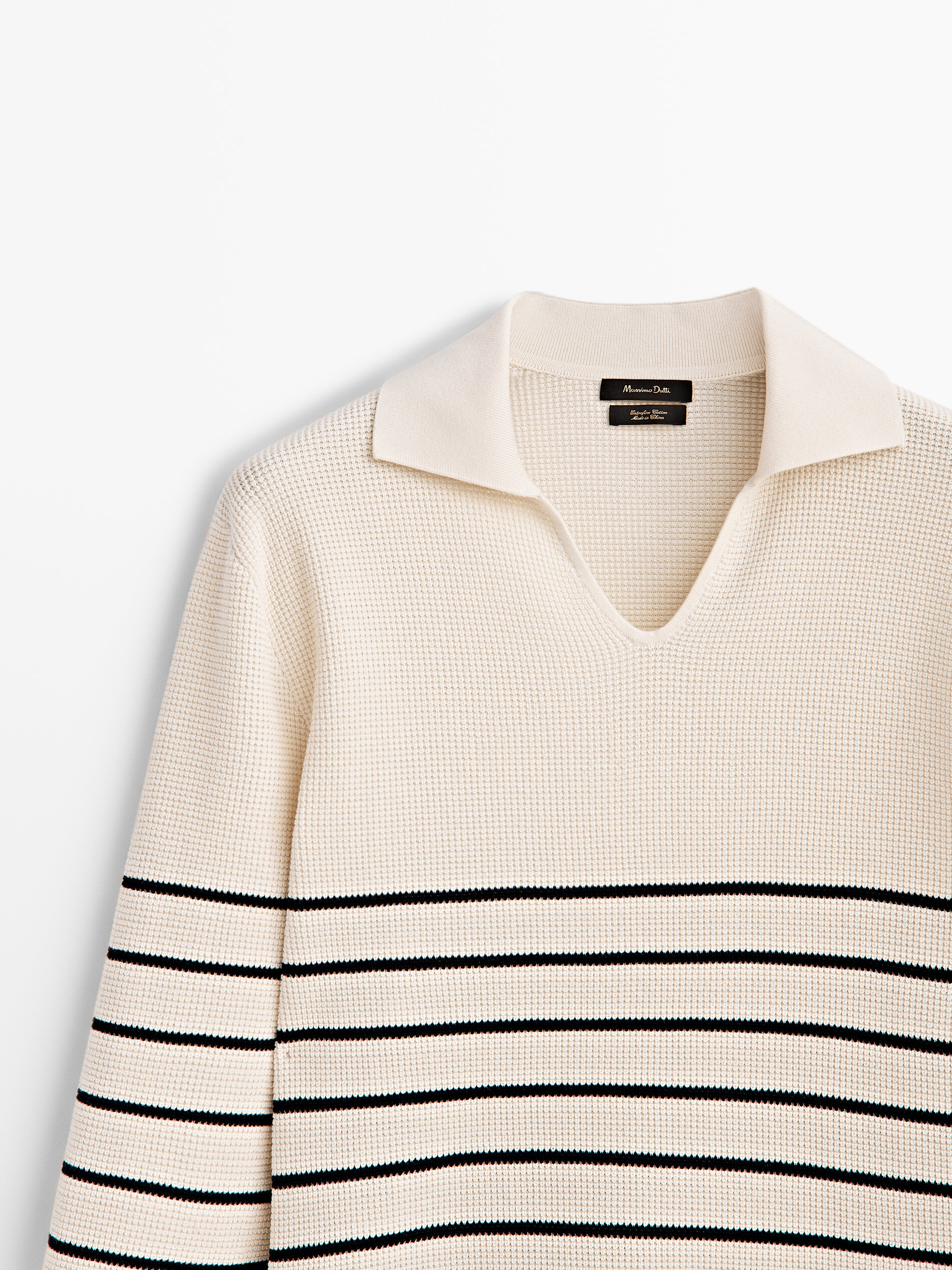 Camisa polo listrada em algodão texturizado - RAW