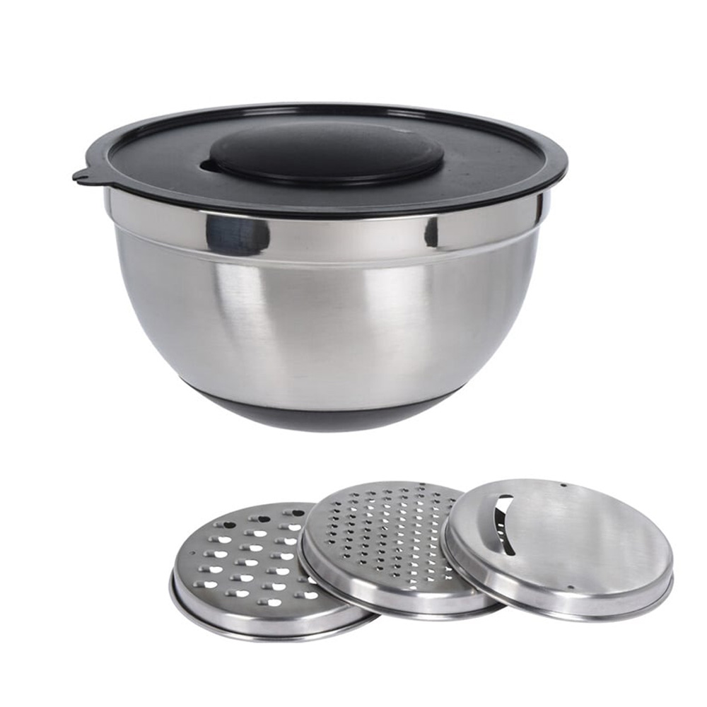 Bol à mélanger inox 25 cm - 3 râpes interchangeables